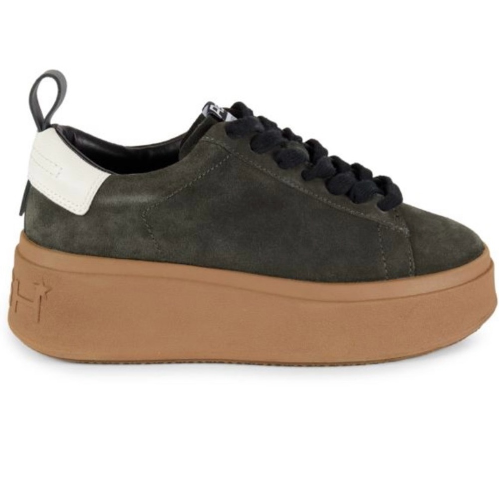Ash Green and Brown Platform Sneakers